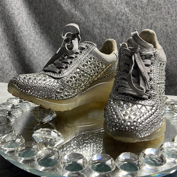 STEVEN MADDEN RHINESTONE WEDGE SNEAKERS - Picture 5 of 6